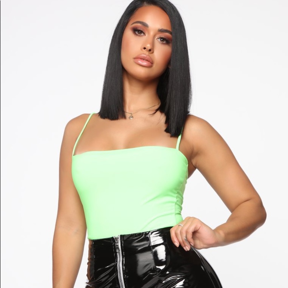Fashion Nova “Don’t be so square” Lime Bodysuif
